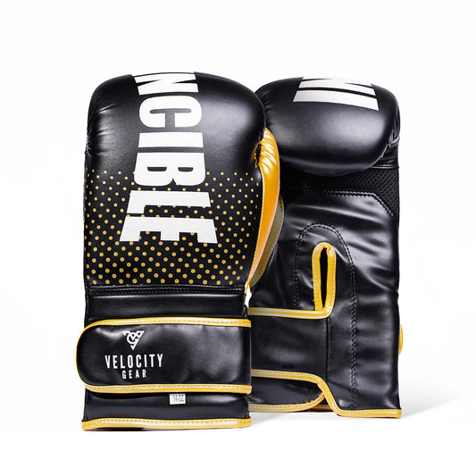 Invincible - Black and Gold Boxing Gloves
